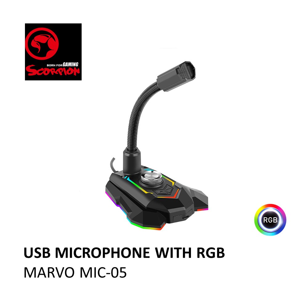 Marvo USB Microphone With RGB (MIC-05) | Shopee Malaysia