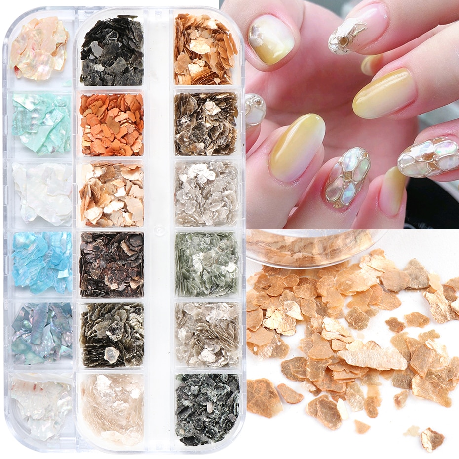 Hama Nail 3d Abalone Shell Nail Art Decorations Glitter Irregular 