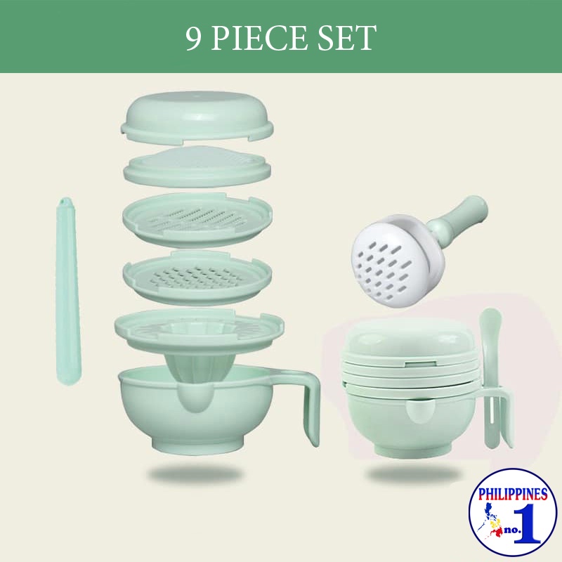 PHILIPPINES No.1 Baby Food Grinder 9in1 Set Manual Food Processor Multi