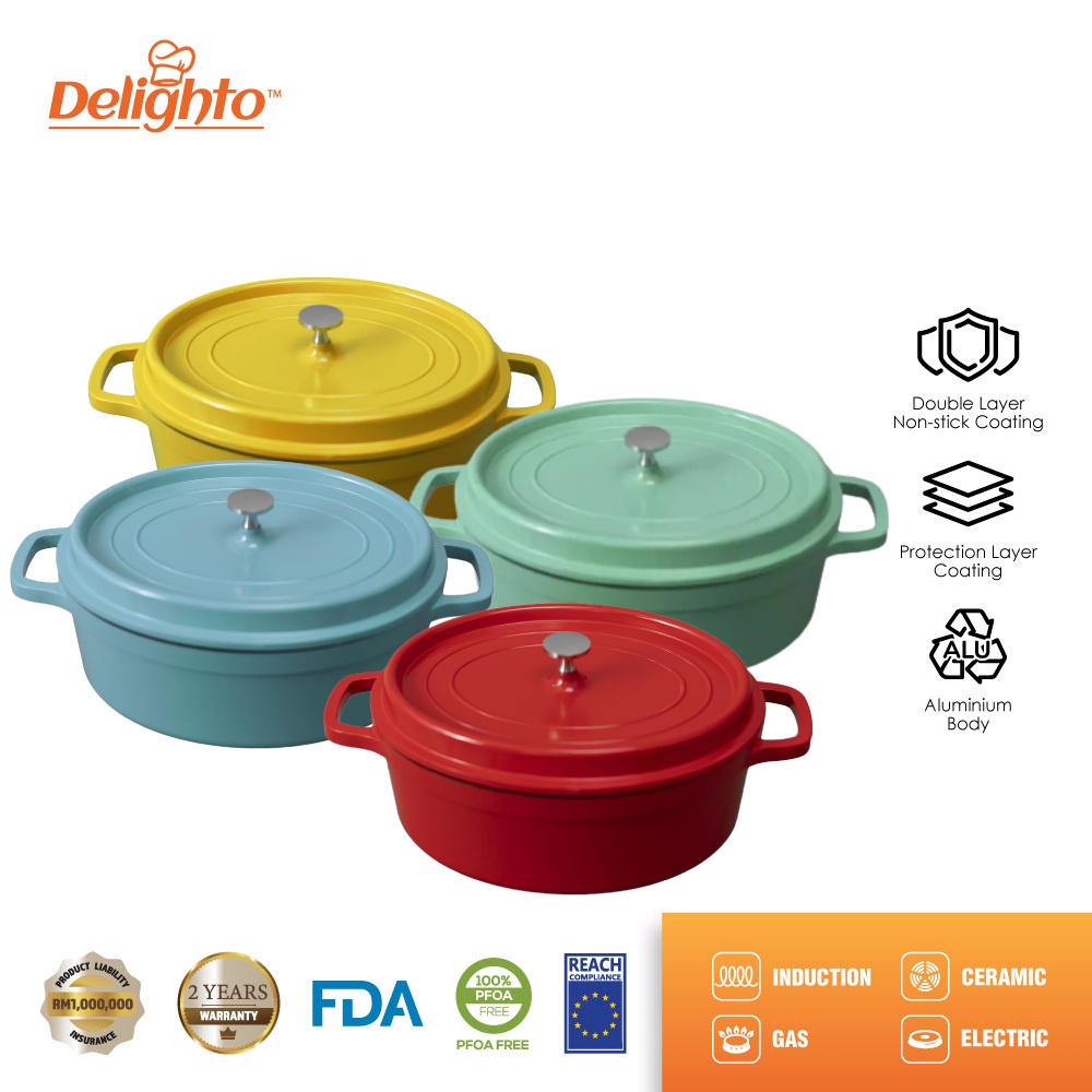 Delighto Nonstick Die Cast Aluminum 6L Casserole French Roaster Pot