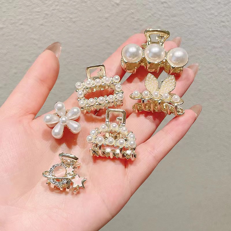 Korean Small Cute Rhinestone Pearl Hair Clip Hair Claw | Shopee Malaysia