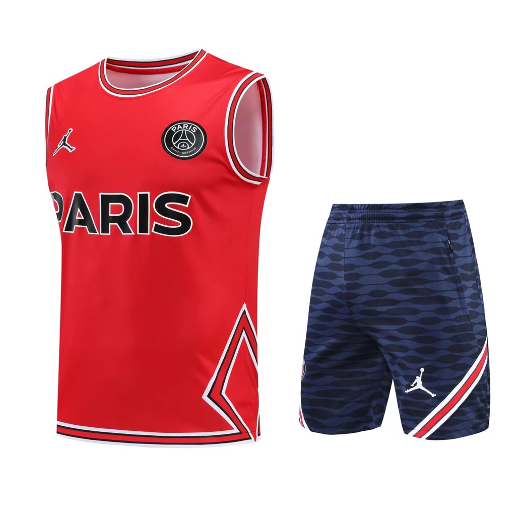 22 23 PSG Training Vest Singlet Set Shorts Jersey Sleeveless football Shirt for MESSI MBAPPE NEYMAR Shopee Malaysia