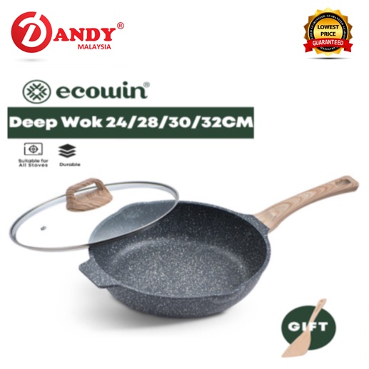 Ecowin Non Stick Deep Fry Pan With Lid 24/28/30/32cm Cookware