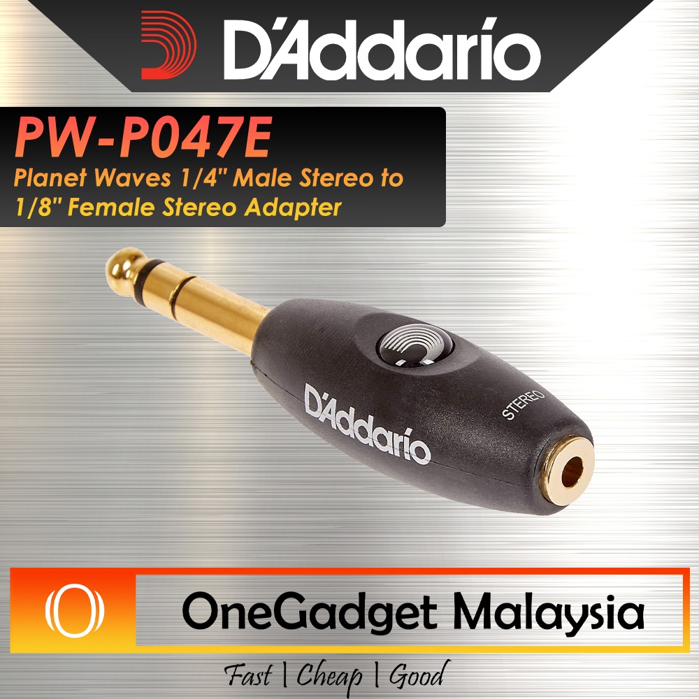 D'Addario PW-P047E Adattatore Stereo | 6,35mm Maschio - 3,5mm Femmina | Jack