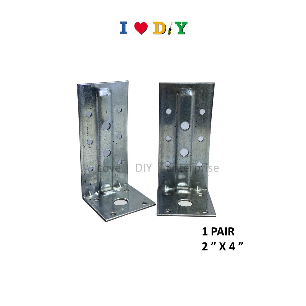 [ 1PAIR ] 2" x 4" x 1.5mm Galvanized Iron (GI) L Bracket/ L bracket
