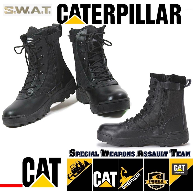 Premium CAT Caterpillar Army Military Boots Tactical Boot Outdoor Hiking High Top Combat Swat Askar Boots Shopee Malaysia