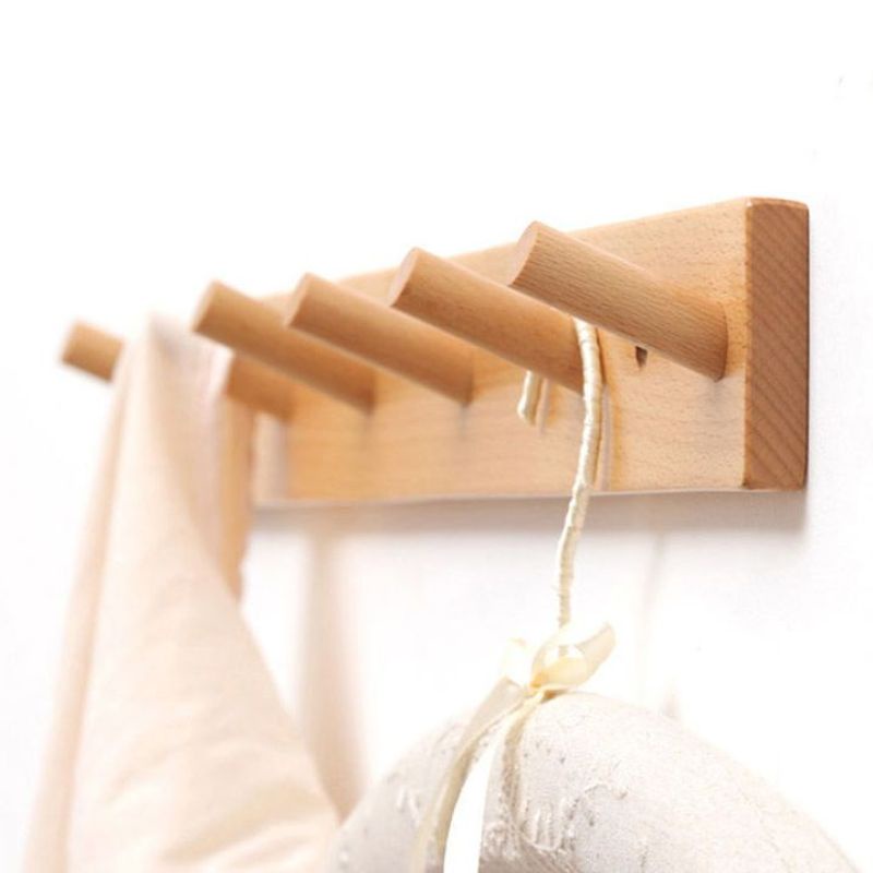 Wall Clothes Hooks Solid Wood Wall Hooks Towel Coat Clothes Rack Hooks Shelf Living Room Wall