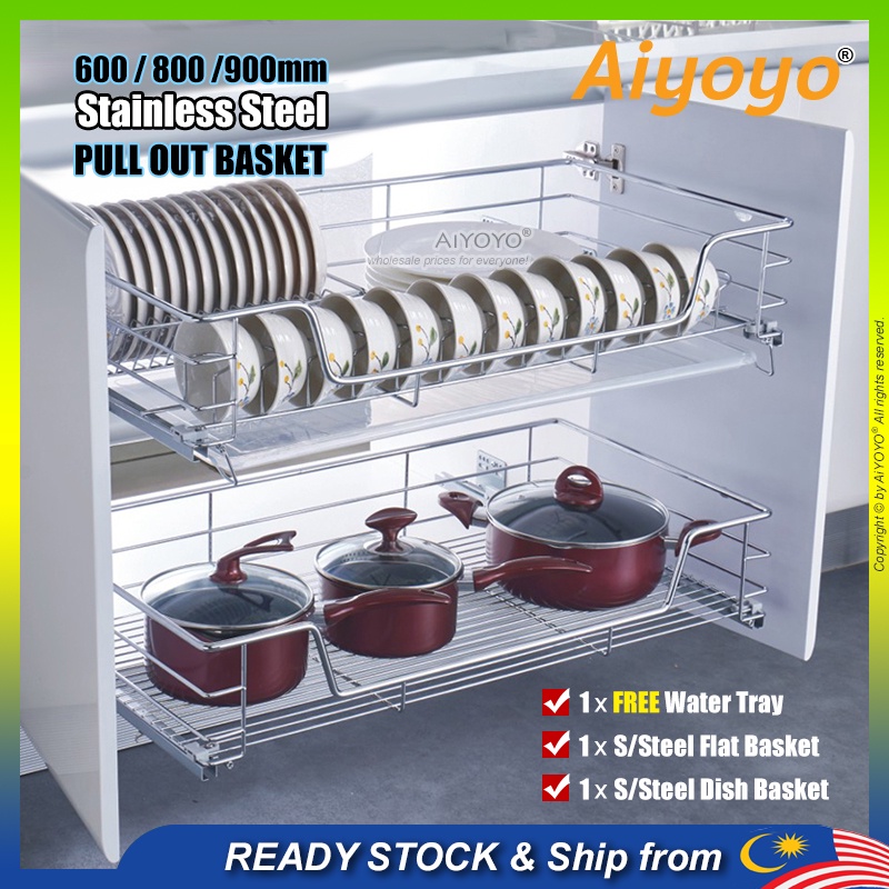 STAINLESS STEEL DISH RACK FOR KITCHEN CABINET HANGING DISH RACK RAK PINGGAN  600MM 800MM 900MM