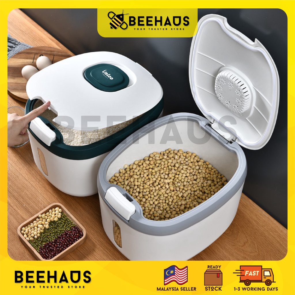BEEHAUS Sealed Rice Storage Container | 5kg 10kg 15kg Rice Storage Box ...