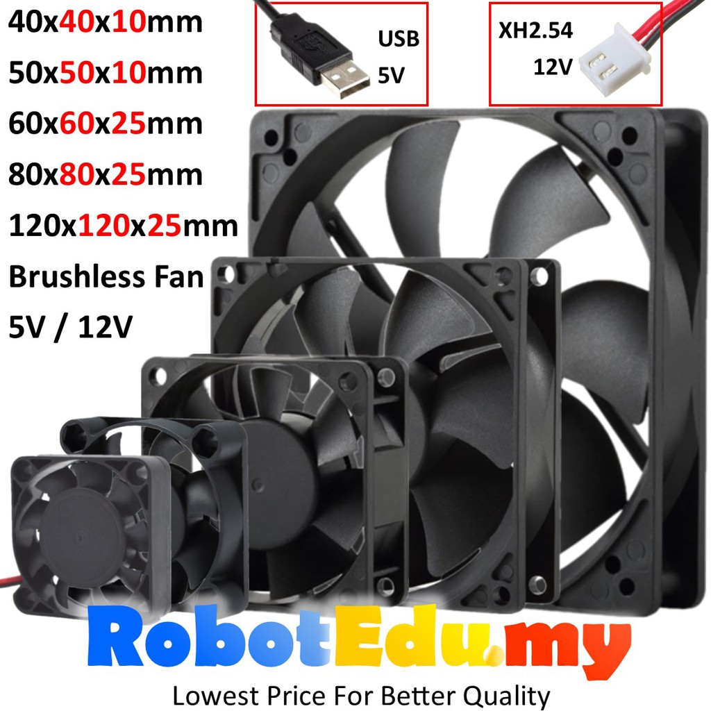 Kipas Penyejuk DC 5V USB / 12V 2-Pin 4010 5010 6025 8025 12025 CPU PC Desktop Heatsink Brushless Cooling Fan 40 80 120mm