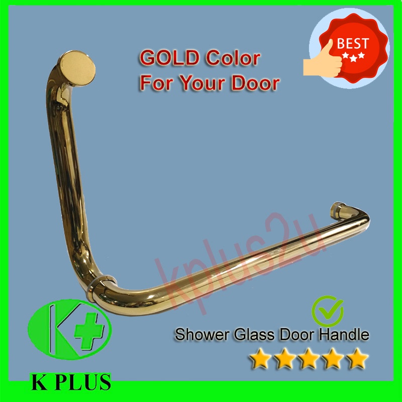 Glass Door Handle Shower Screen L Handle Gold Color Handel Pintu toilet ...