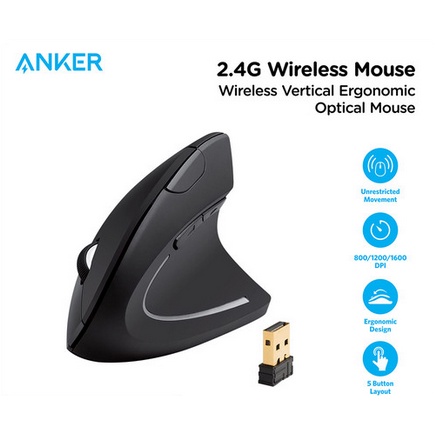 Anker A7852 Ergonomic Vertical Wireless Mouse | Shopee Malaysia