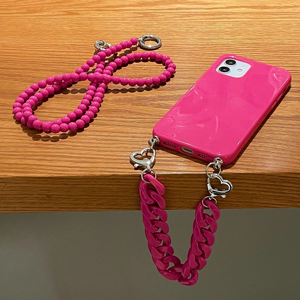 INS Acrylic Beads Crossbody Necklace Lanyard Phone Case for Iphone 15