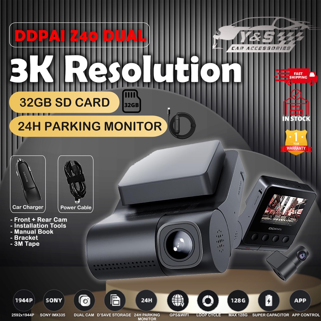 DDPAI Z40 DUAL GPS With 32GB SD Card + 24 Hours Car Parking Recorder