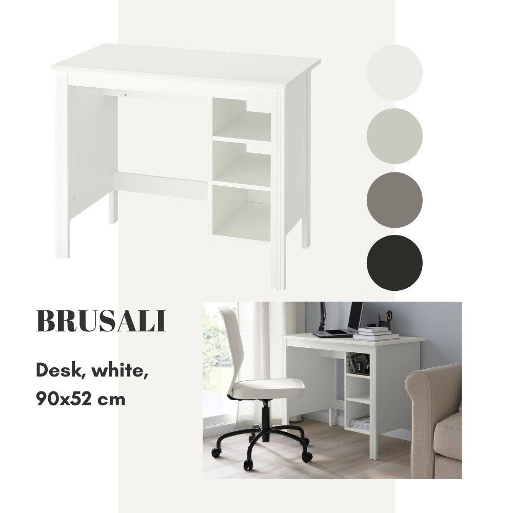 IKEA BRUSALI Desk, white, 90x52 cm Shopee Malaysia