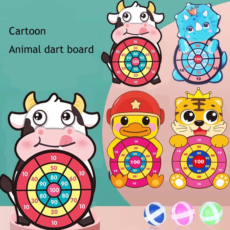 Kids Large Animal Dart Board with 3 Sticky Balls, Indoor Outdoor Multi