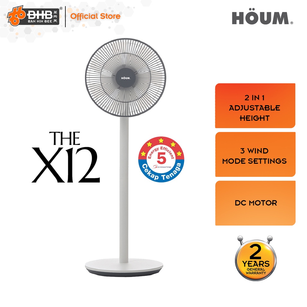 (NEW) Houm X12 2in1 Adjustable Height Floor / Desk Fan DC Motor