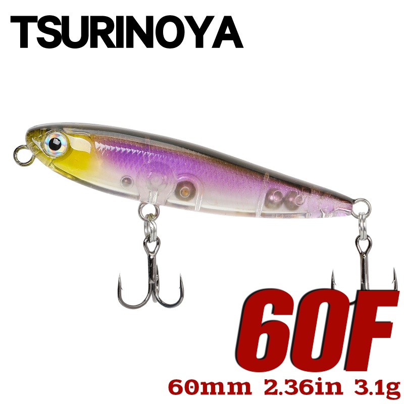 TSURINOYA Topwater Pencil Fishing Lure 60F DW64 Floating Dog-walk Action  Hard Bait Wobblers Swimbait 60mm 3.1