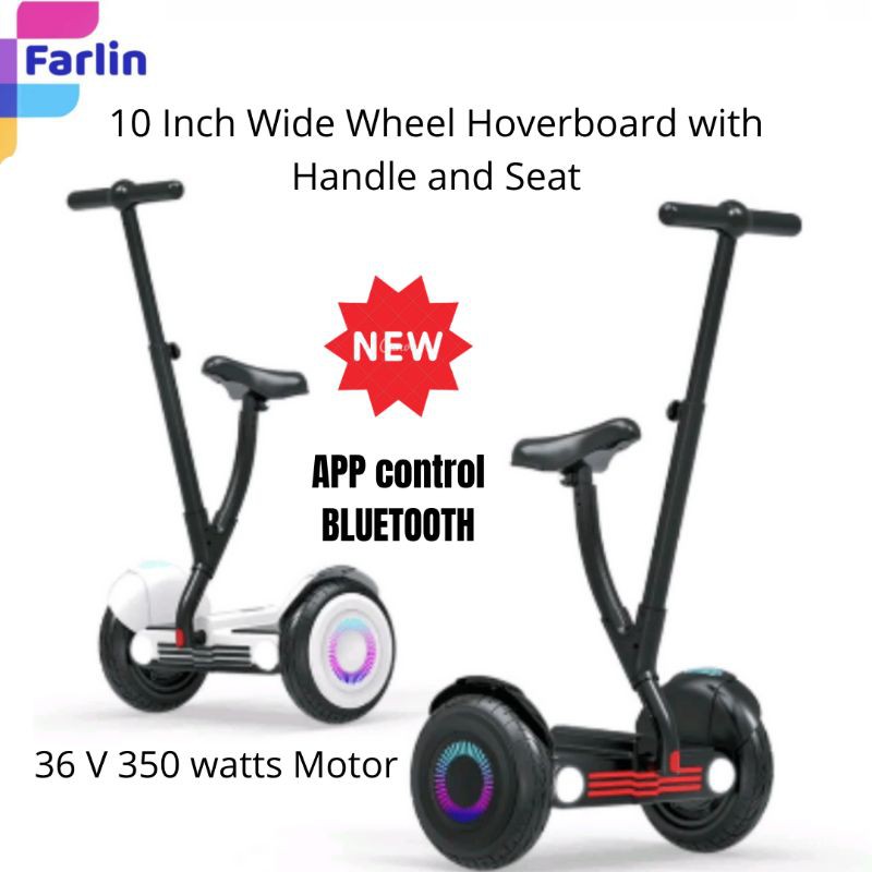 10 Inch Wide Wheel Electric Hoverboard with Handle and Seat