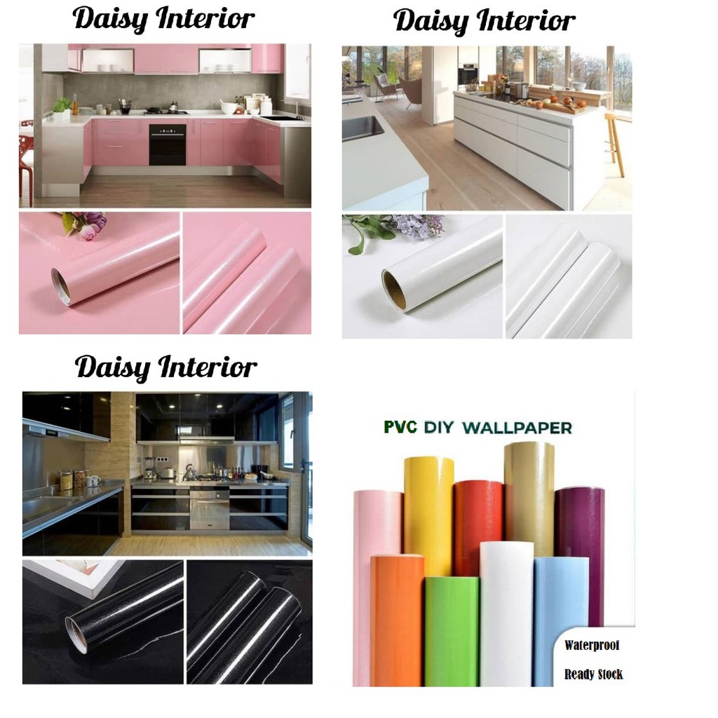 (Ready Stock) PVC DIY Cabinet Wallpaper Cabinet Furniture Film Kabinet ...