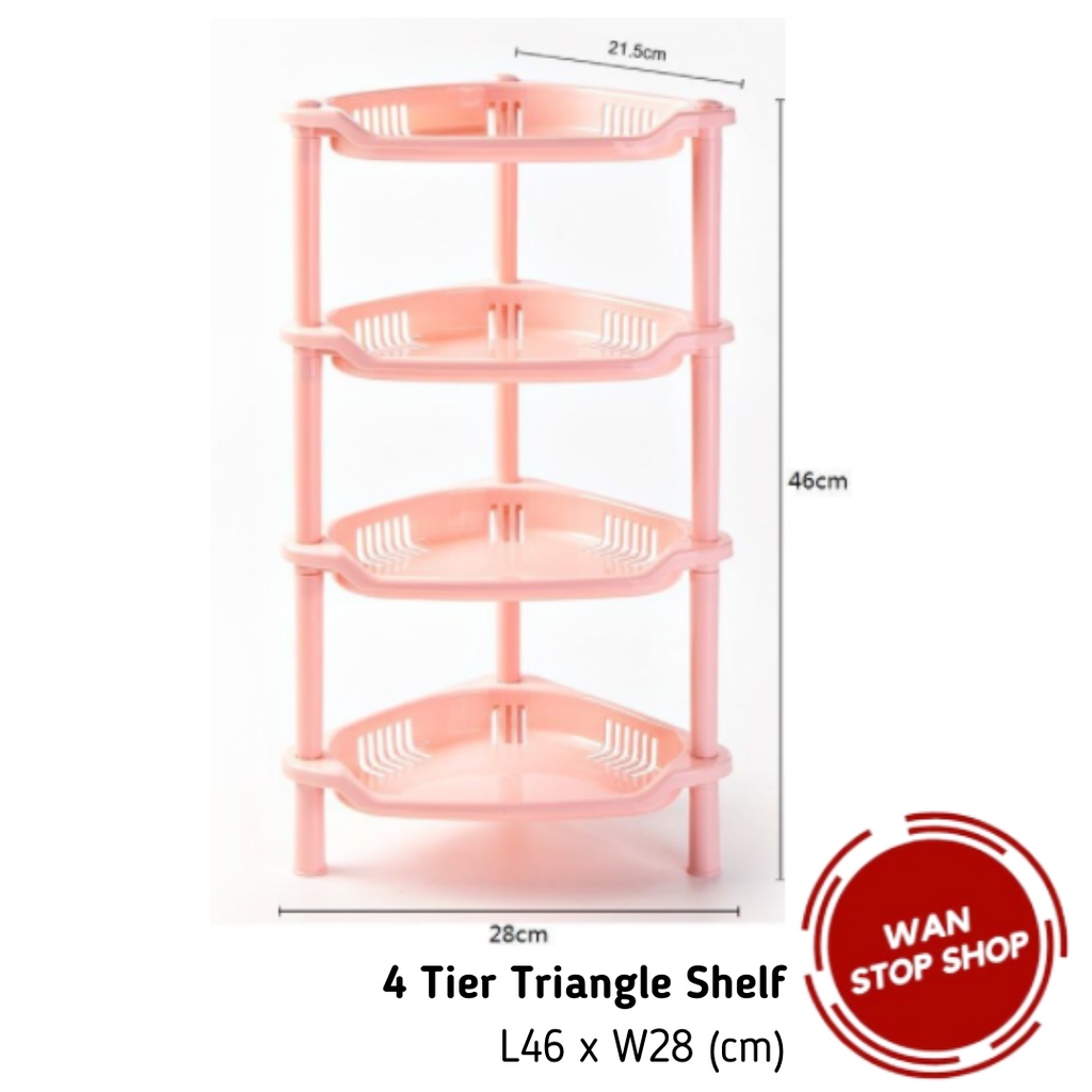 4 Tier Triangle Shelf Multipurpose Organizer Corner Rack Kitchen
