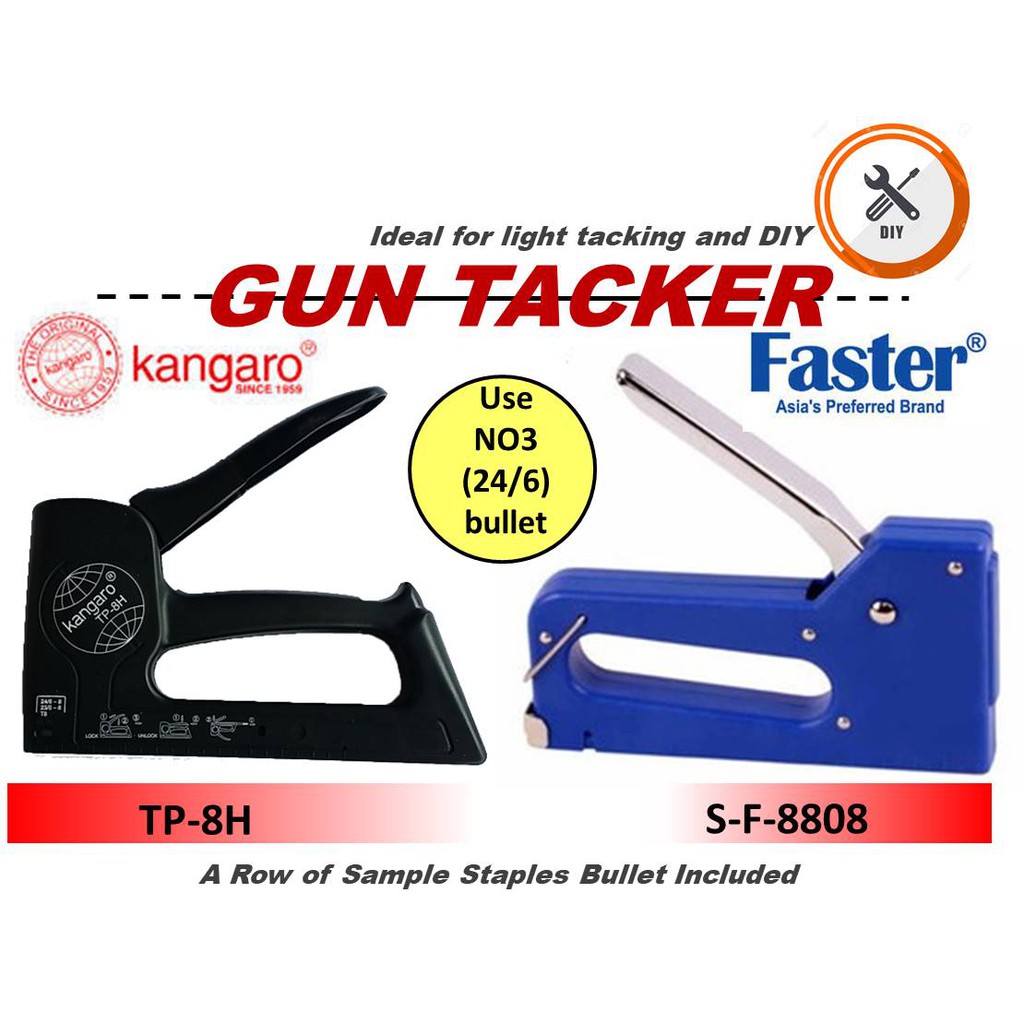Faster Gun Tacker SF 8808 Niso Tacker Kangaro Guntacker TP-8 Kidario TG ...