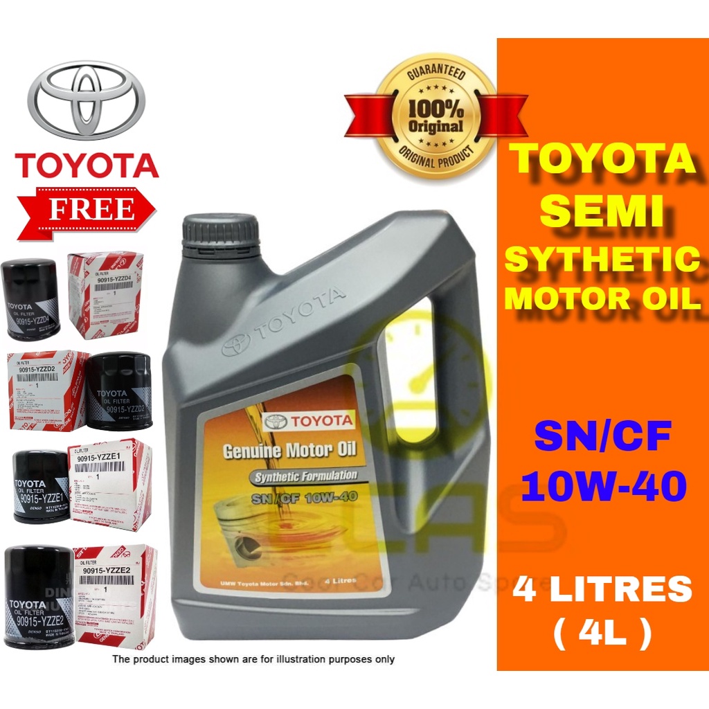 100% ORIGINAL Toyota Genuine Motor Oil 4L10W-40 10W40 Semi Synthetic SF ...