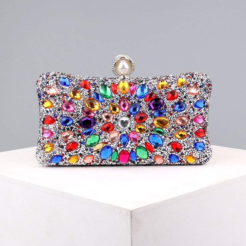 Luxury Women Clutch Evening Bag Multicolor Rhinestone Bridal Sparkly Diamond Dinner Bags Crystal Wedding Prom Event Handbags With Chain Strap Shopee Malaysia