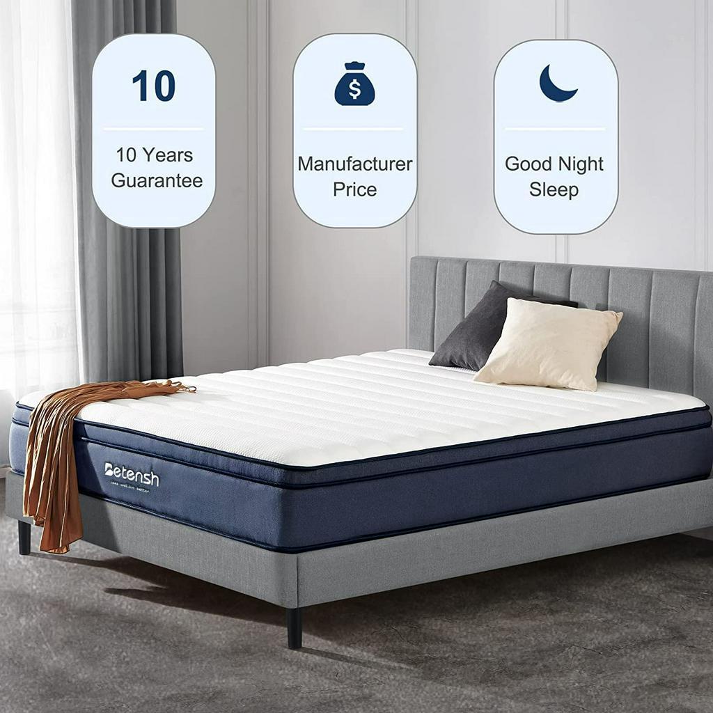 Betensh 25cm Pocket Spring Mattress Single/ Super Single Mattress Queen ...