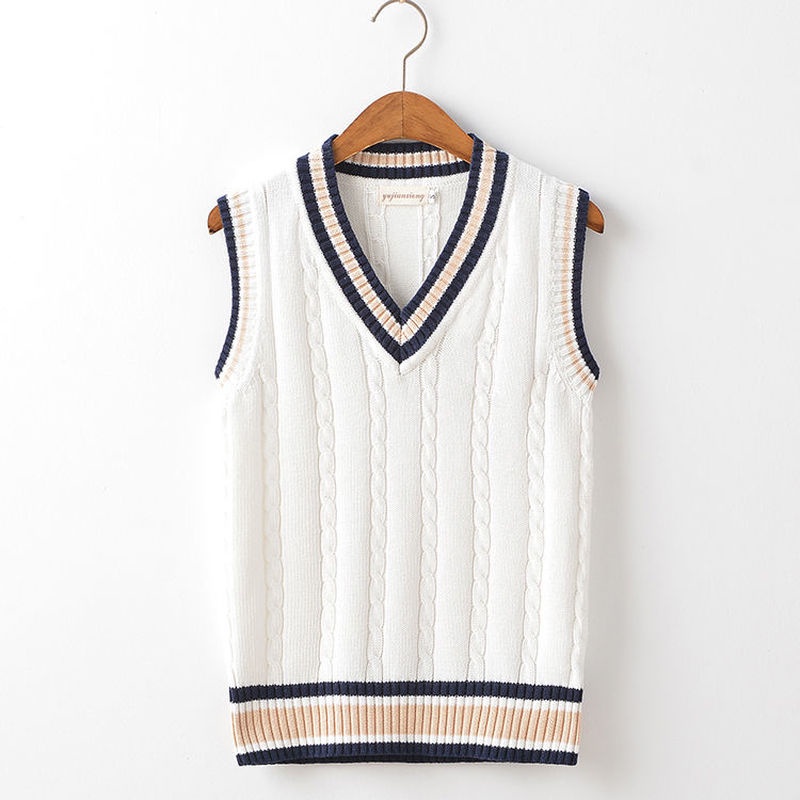 3 Color College Style Fashion Korean Knitted Vest Unisex Simple