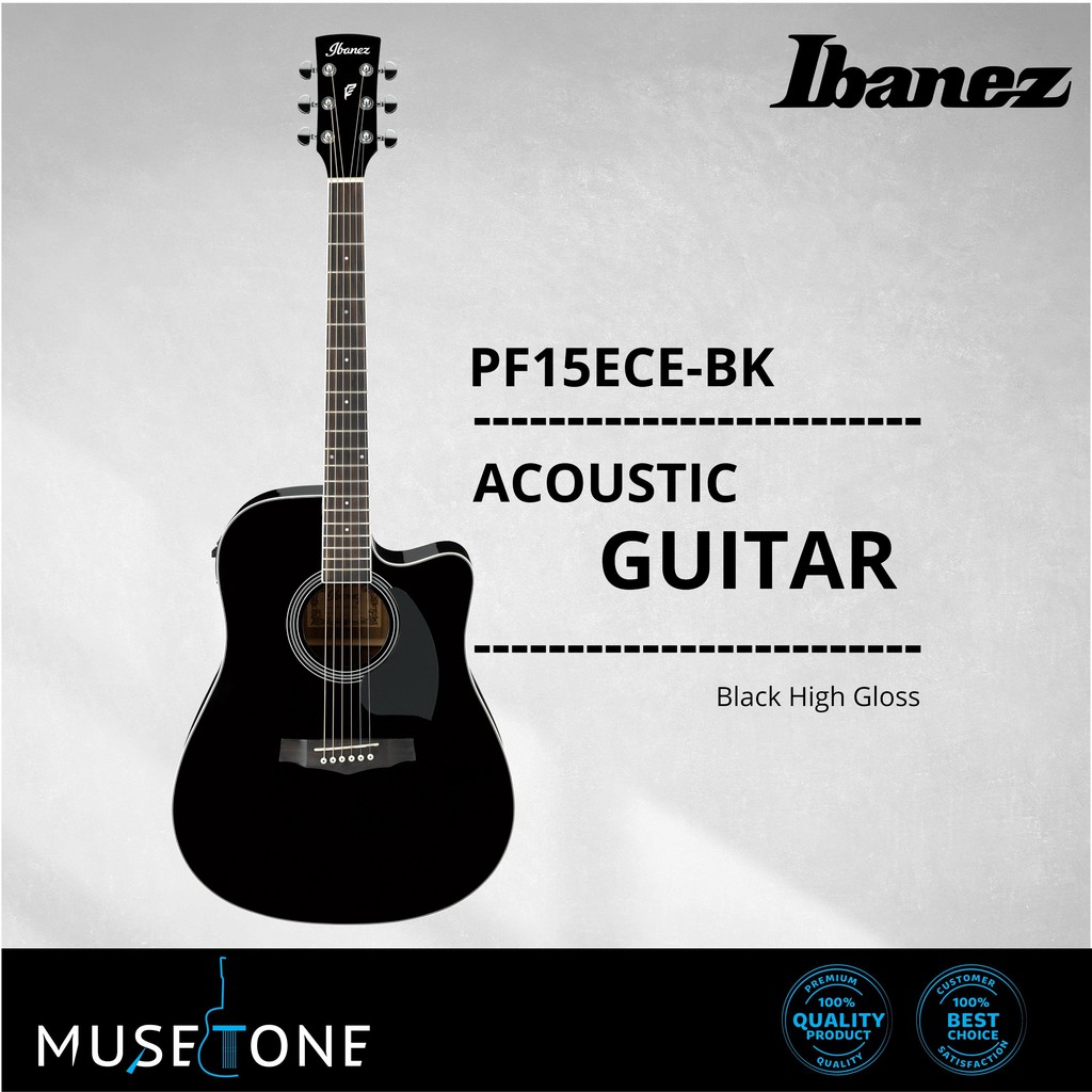 Ibanez Pf15ece Dreadnought Cutaway Acoustic Electric Guitar Black Pf15ece Bk Shopee Malaysia 3408