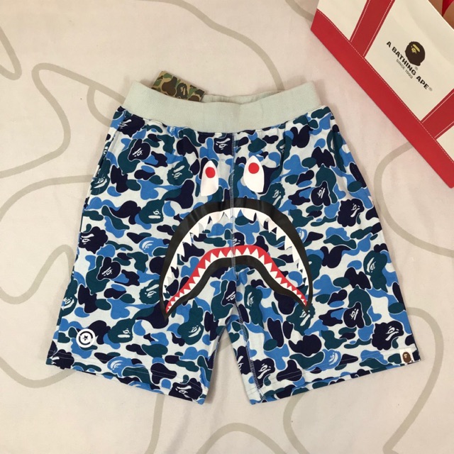 A Bathing Ape Bape Shark camo blue shorts pants | Shopee Malaysia