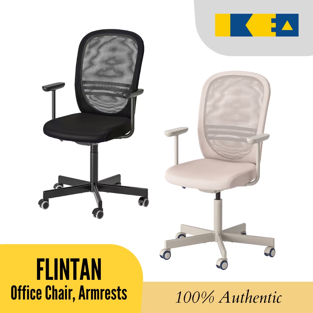 IKEA FLINTAN Office Chair With Armrests, Black / Beige, Washable Cover ...