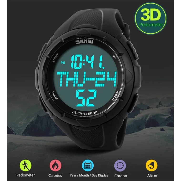 SKMEI 1122 LED Sports Men Wrist Watch BLACK ARMY GREEN