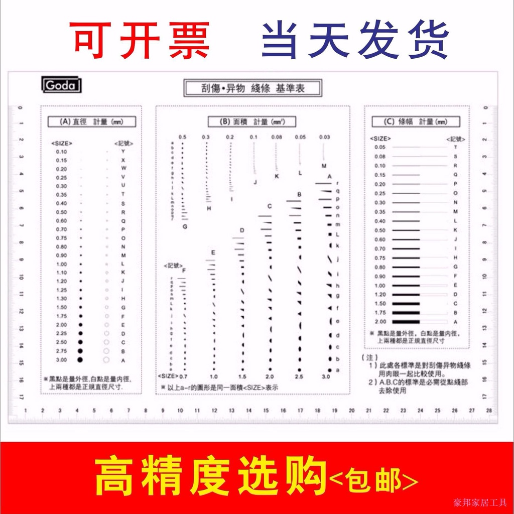 Jianyuan3er66 GODA Stain Card Standard Dot Line Gauge Film Ruler ...
