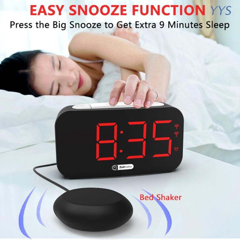 YYS Extra Loud Alarm Clock with Bed Shaker Large Display Vibrating Bedroom Digital Clock Dimmer