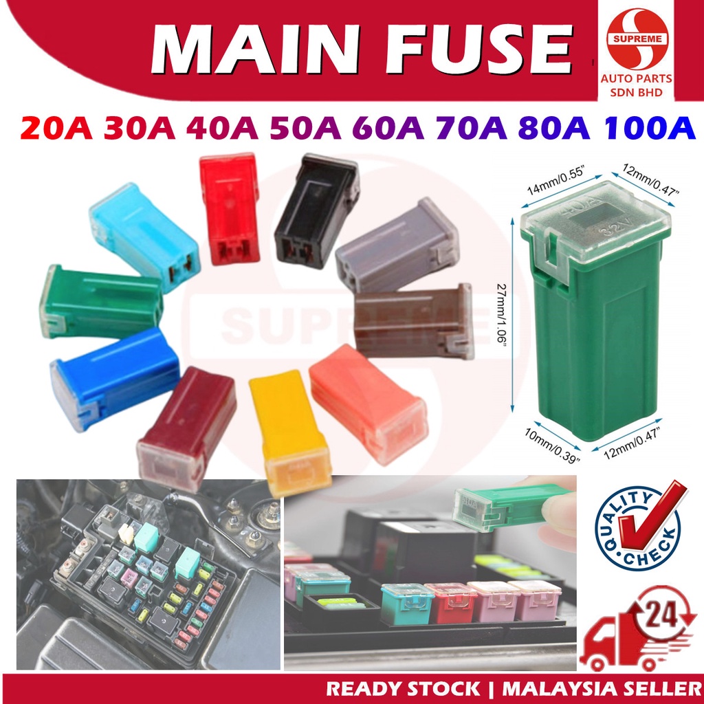 S2U Vehicle Main Fuse Car Toyota Honda Proton Perodua Nissan 20A 30A 40A 50A 60A 70A 80A 100A