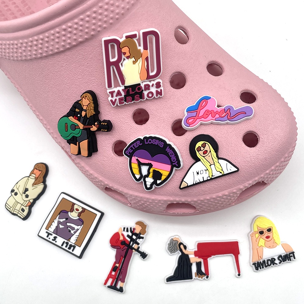 Cartoon Taylor Swift croc Charms jibbits Pin Cute Jibits for croc Shoe ...