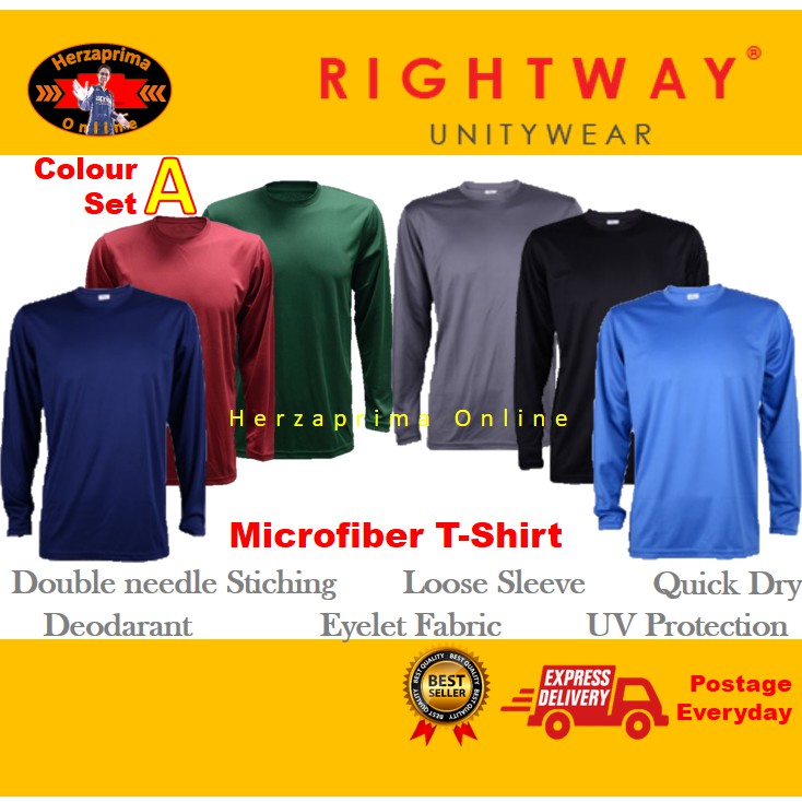 RIGHTWAY T-Shirt Microfiber Long Sleeve Colour Set A For Men and Women ...