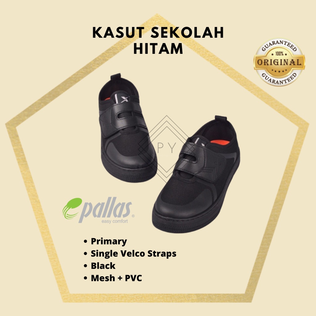 Original Jenama Pallas X Kasut Sekolah 1 Lekat Px25 025bk Px37