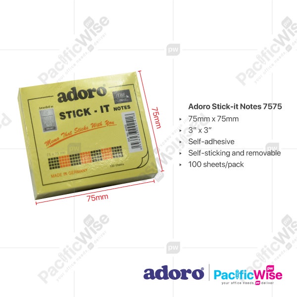 Sticky Note Adoro – Removable Stick-it Note / Nota Melekit Kuning (4 ...
