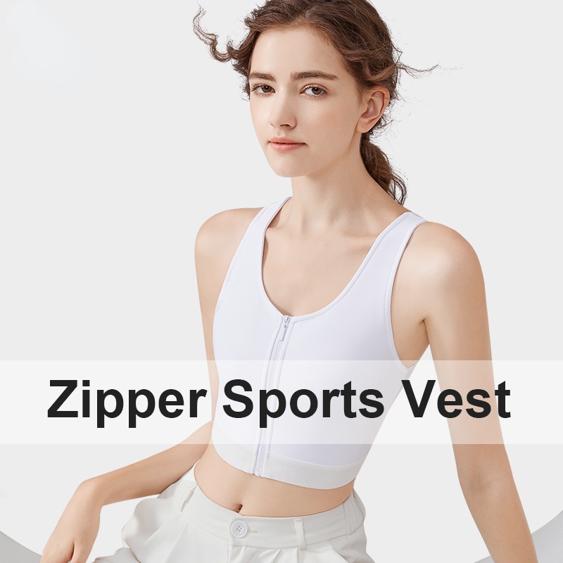 Front Zipper Breathable Chest Binder Super Flat Women Big Breast Sports Bra  Vest