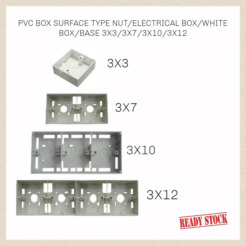 PVC BASE 3 X 3 / 3 X 7 / 3 X 10 / 3 X 12 WHITE ELECTRICAL NUT BOX / PVC ...
