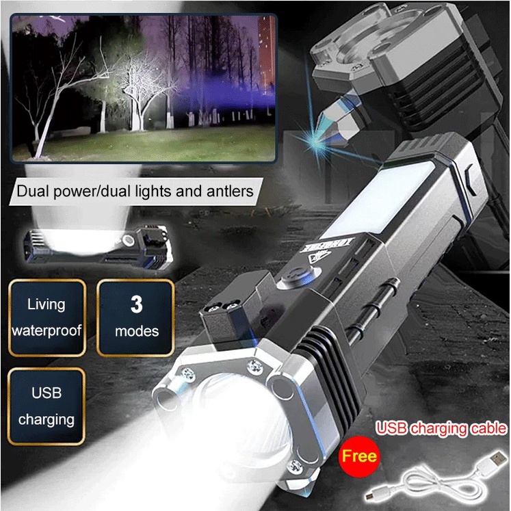 Multipurpose COB flashlight/Car safety hammer flashlight | PGMall
