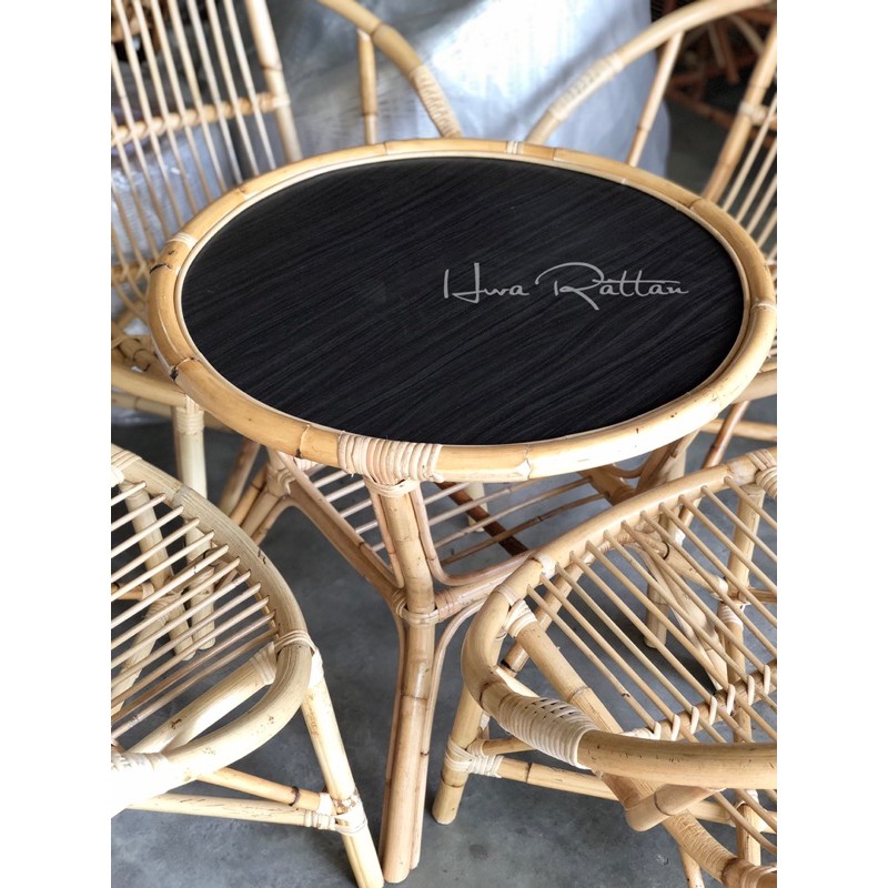 Meja bulat rotan / Rattan table / Garden table living room chidren ...