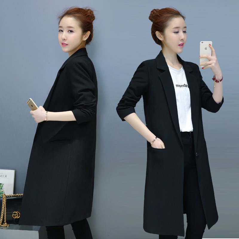 Women Long Blazers Jackets Suit Spring OL Formal Female Ladies Blazer Shopee Malaysia