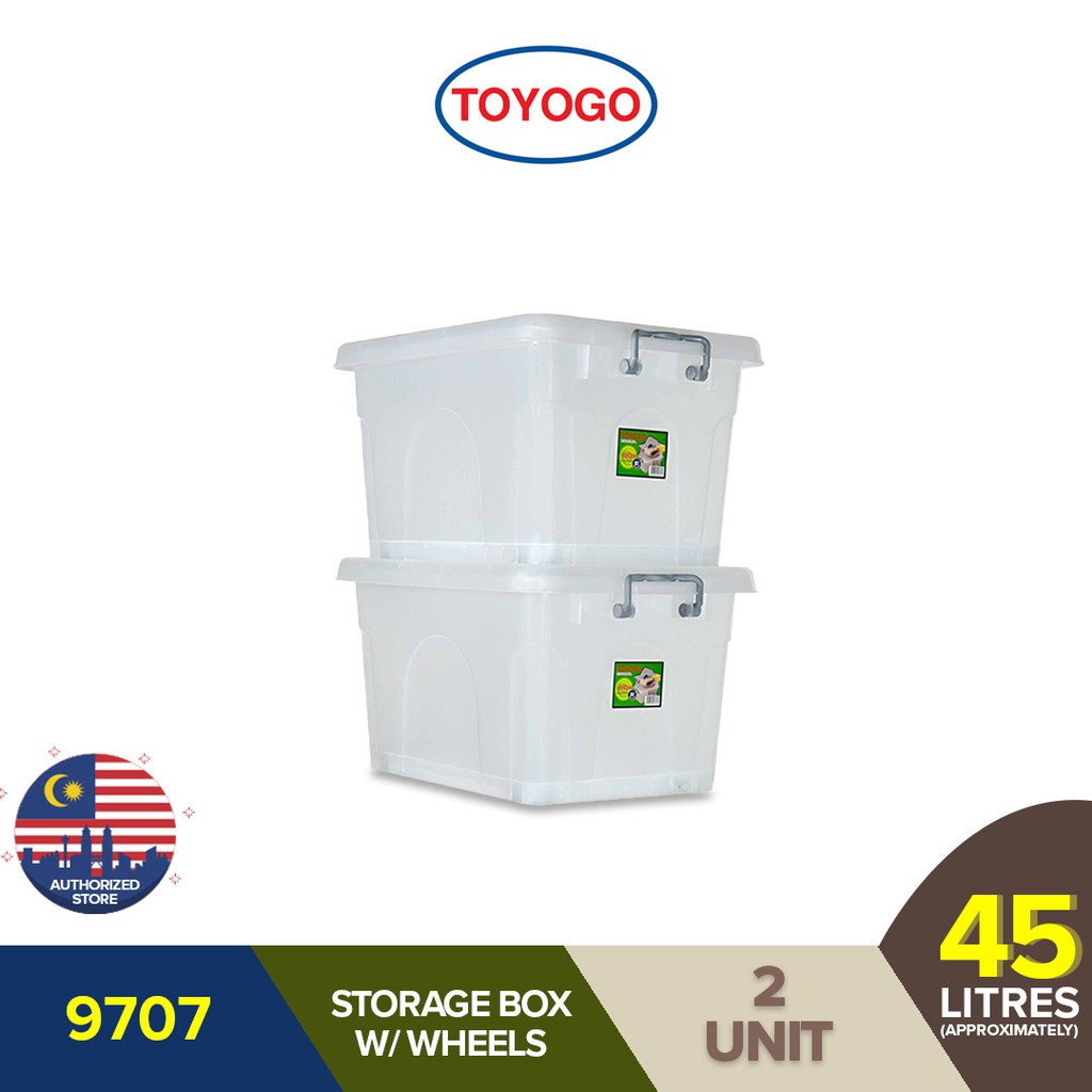 Toyogo Storage Box With Wheels Plastic 9707 (45L) Shopee Malaysia
