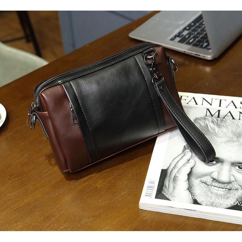 ⛳READY STOCK SUPERINN⛳ Man Leather Box Sling Bag Lelaki Clutch Tangan ...