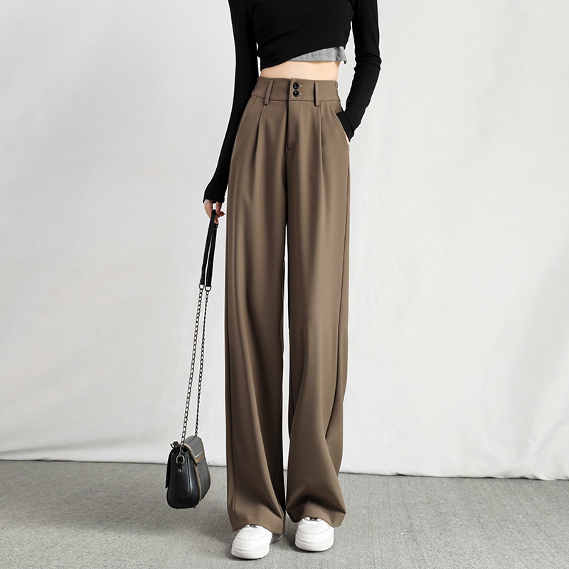 Women's Clothes Elastic Waist Clothing Summer New Straight Wide Leg Pants  High Waist Baggy Trousers Ladies Loose Korean Style – buy the best products