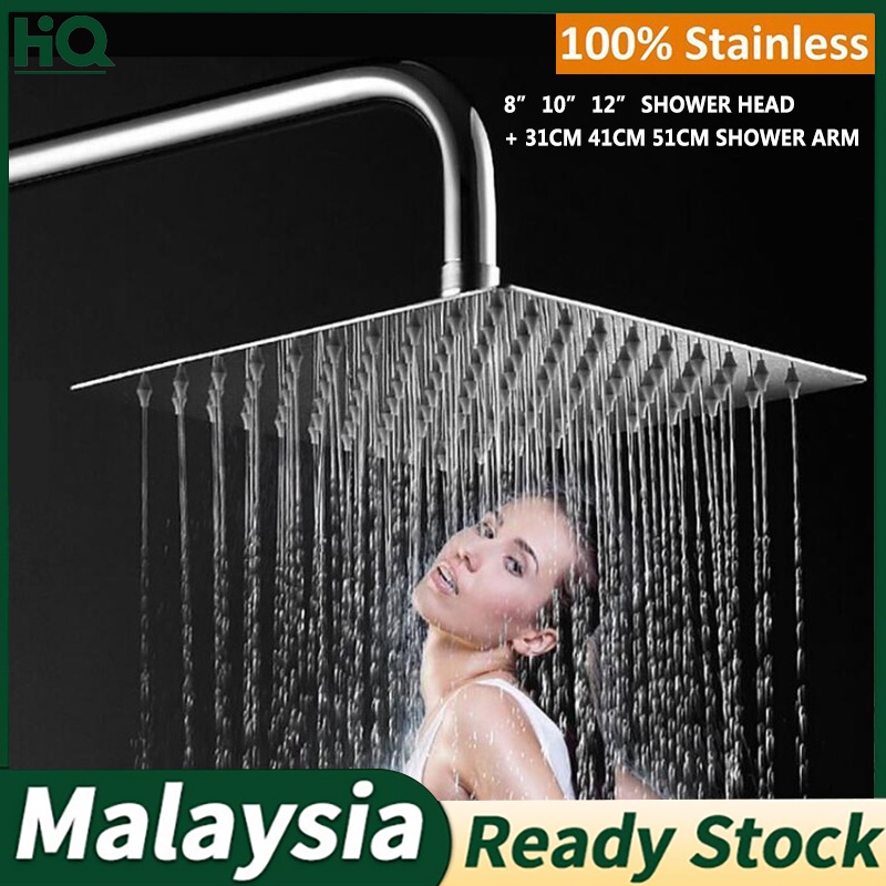 Stock Ready 8 10 12 Inch Ultra Thin Stainless Steel Rain Square Shower ...